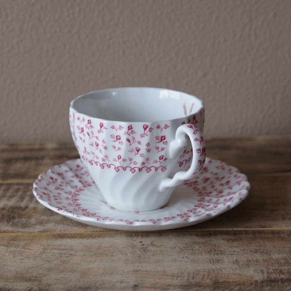 ジョンソンブラザーズ ローズブーケ ピンク 薔薇 花柄 コーヒーカップ ソーサー 0803 1 2 イギリス ビンテージ 食器 Johnson Bros Rose Bouquet Flohmarkt フローマルクト