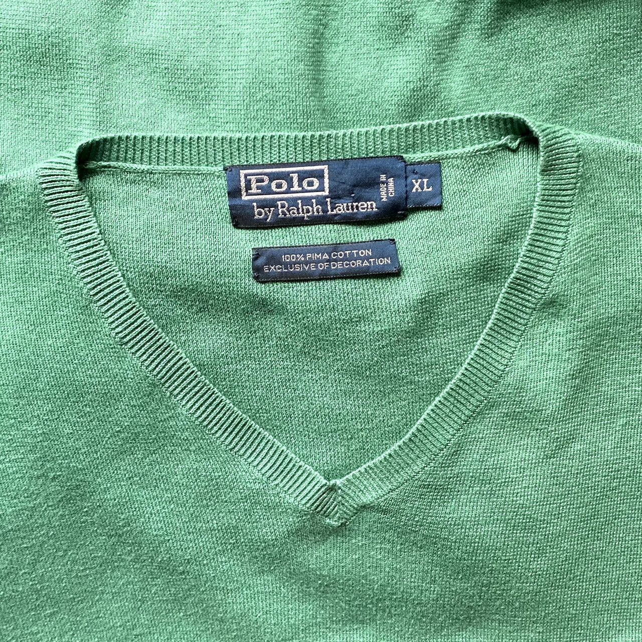 ポロバイラルフローレン ｖネック ニットセーター メンズxl 古着 Polo By Ralph Lauren ピマコットン グリーン 緑 ニットセーター Cave 古着屋 公式 古着通販サイト