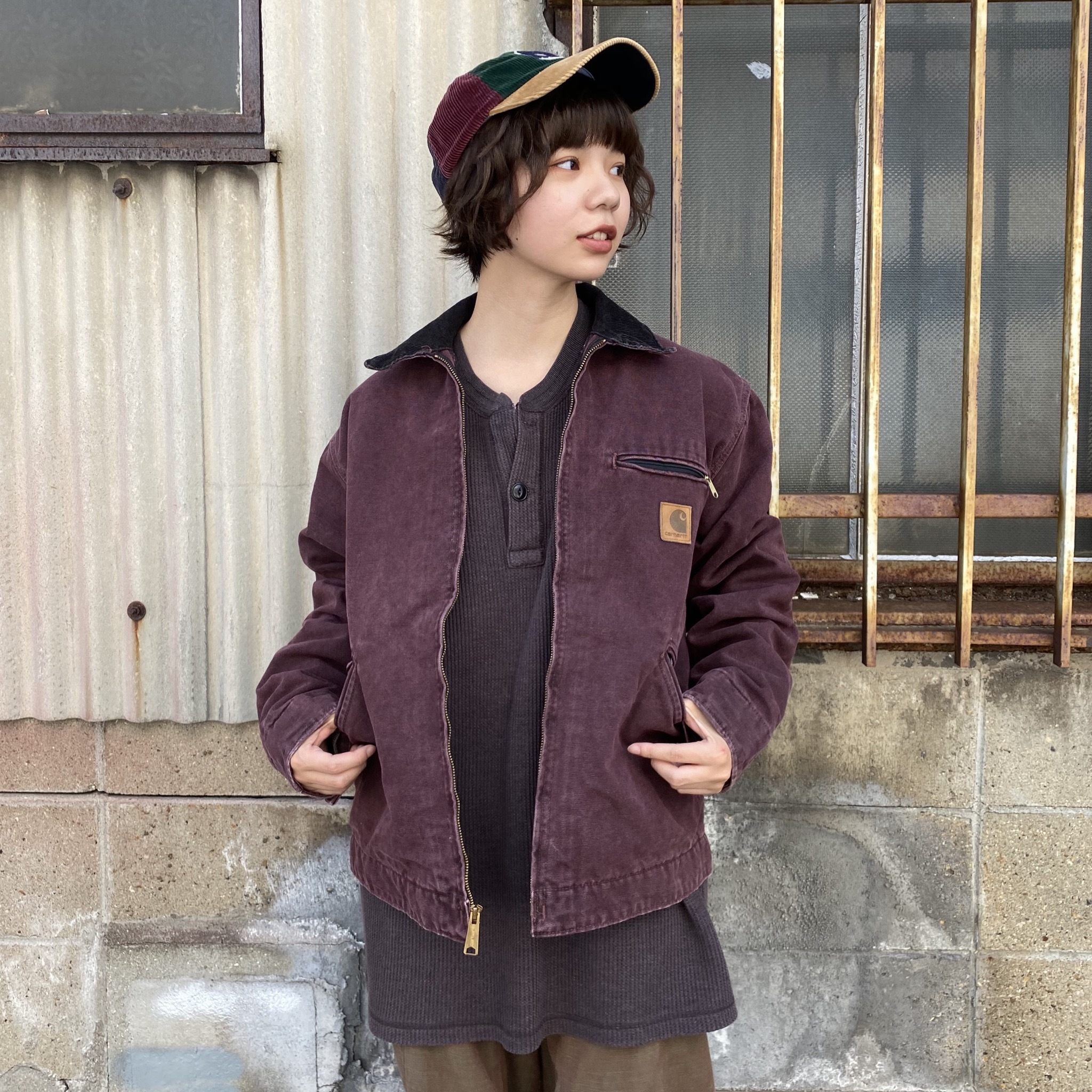 80年代 80s Usa製 Carhartt カーハート デトロイトジャケット ワークジャケット ヴィンテージ ビンテージ ダック地 ブランケットライナー ボルドー ワインレッド えんじ メンズl相当 古着 ワークジャケット Cave 古着屋 公式 古着通販サイト 8 31まで 夏物最大50