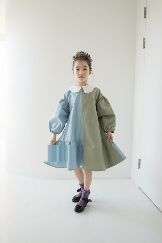 レトロ バイカラー ワンピース 女の子 子供 キッズ ボリューム袖 シフォン袖 フォーマルワンピース 長袖 子供ワンピース キッズドレス 子供服 ジュニア 結婚式 発表会 入園 卒業式 二次会 パーティー 送料無料 韓国レディース キッズファッション