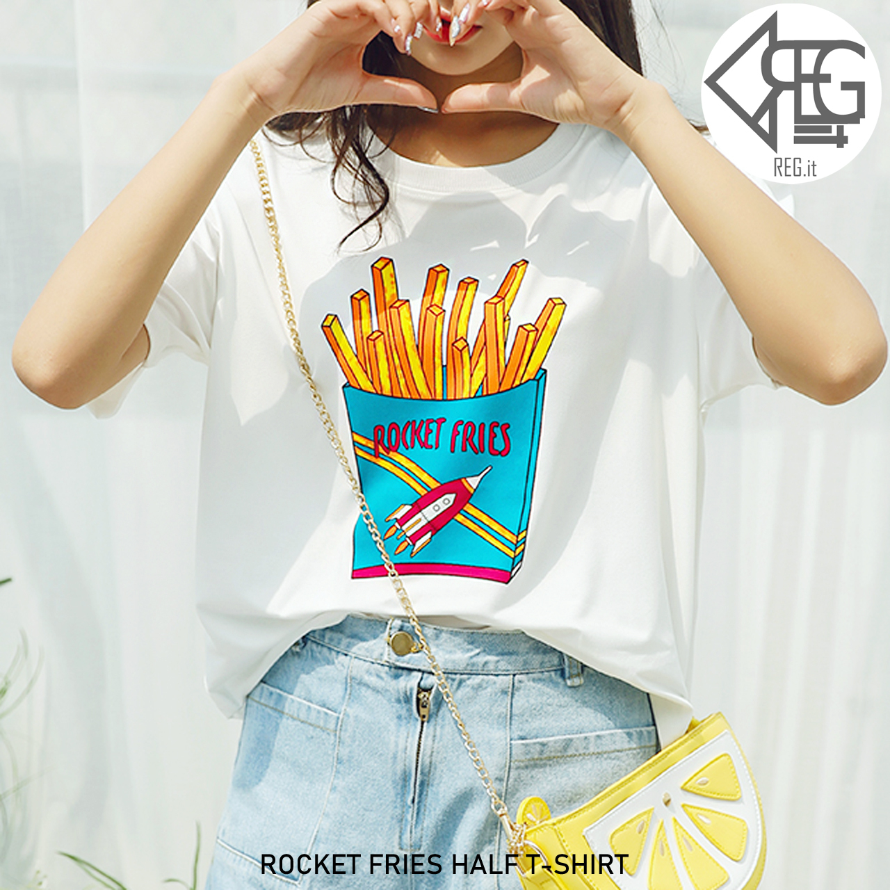 Regit Rocket Fries Half T Shirt S S 韓国ファッション トップス 半袖 ｔシャツ カットソー 夏 10代 代 プチプラ 着回し 着映え ネット通販 Tpt096 Regit