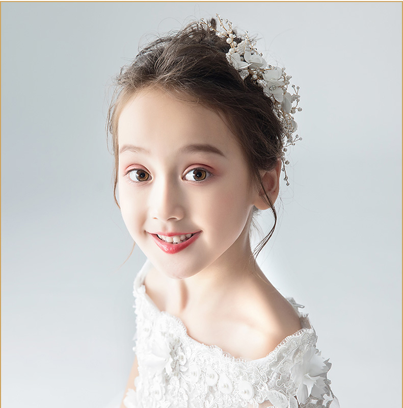 髪飾り ヘッドアクセサリー ウェディング フラワー子供 女の子 フォーマル ヘッドアクセサリー ヘアーアクセサリー 披露宴 結婚式 子ども 発表会 ホワイト Elegant