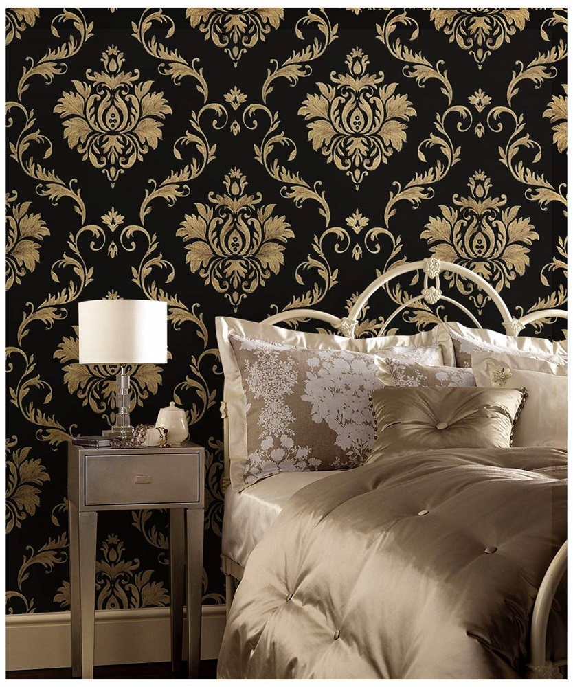 3ロールセット ダマスク 柄 壁紙 Diy 剥がせて丈夫 シールタイプ マスキングテープ かわいい おしゃれ ブラック クロス 補修 はがせる壁紙 はがせる ベージュ 剥がせる 黒 白 ラグジュアリー シール 北欧 輸入壁紙 ラッシュ Aio Online Store