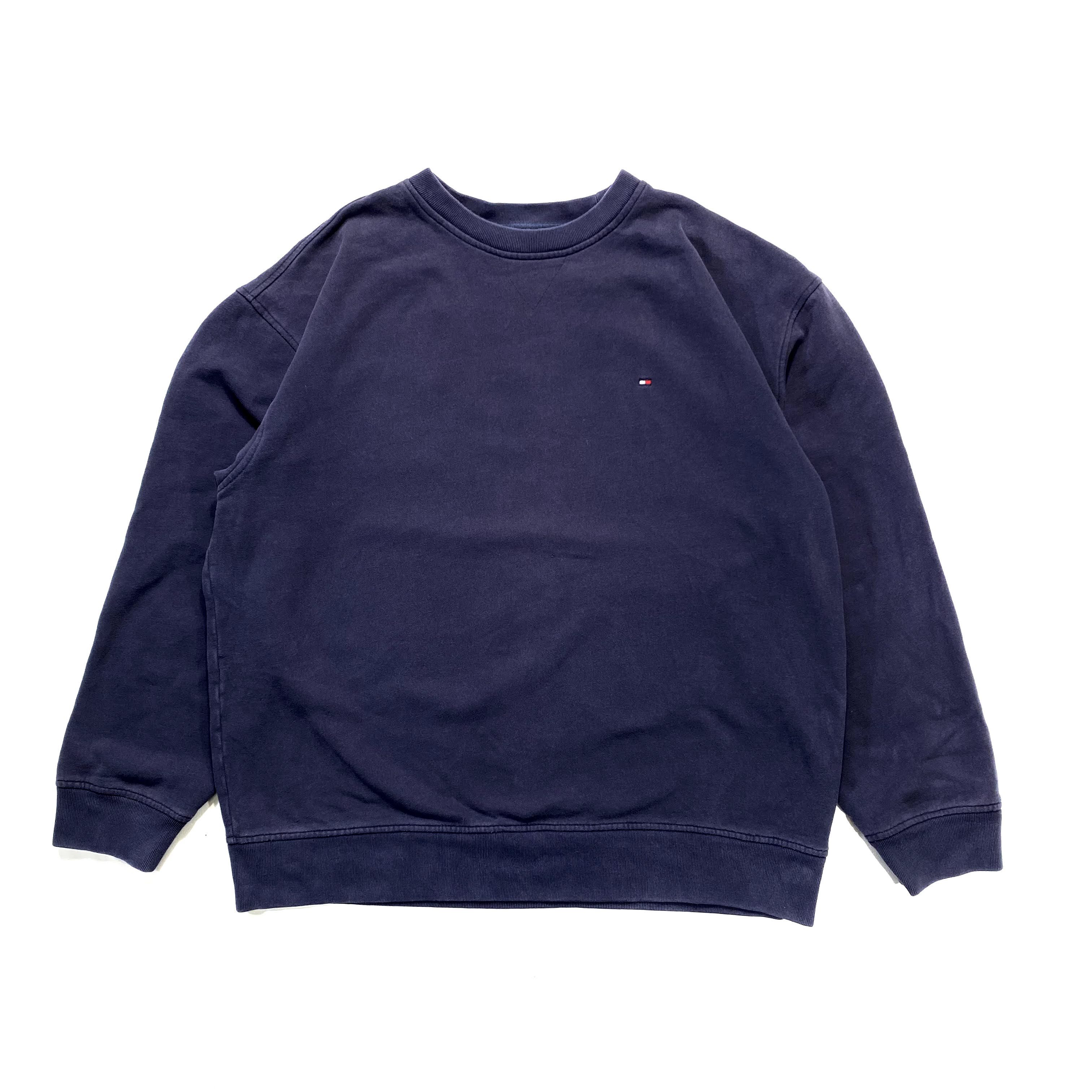 Tommy Hilfiger トミーヒルフィガーワンポイントロゴ スウェット メンズl 古着 ネイビー トレーナー スウェット Cave 古着屋 公式 古着通販サイト