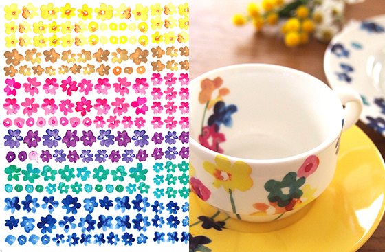 水彩 カラフルフラワー A3サイズ ポーセリンアート用転写紙 花 ポーセラーツ転写紙販売 Sonchic ソンシック Cherrys Sc