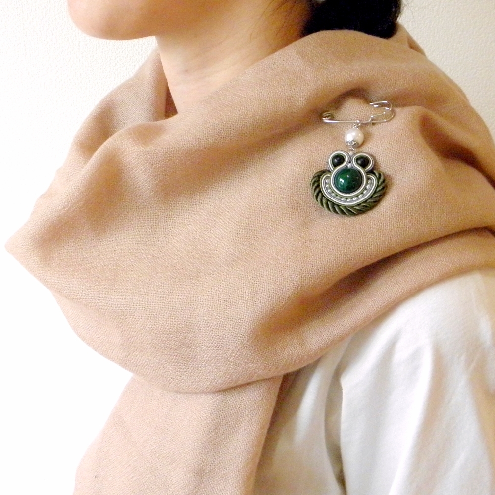 初級キット シェルのストールピン モスグリーン ソウタシエ専門のオンラインショップ むすびis