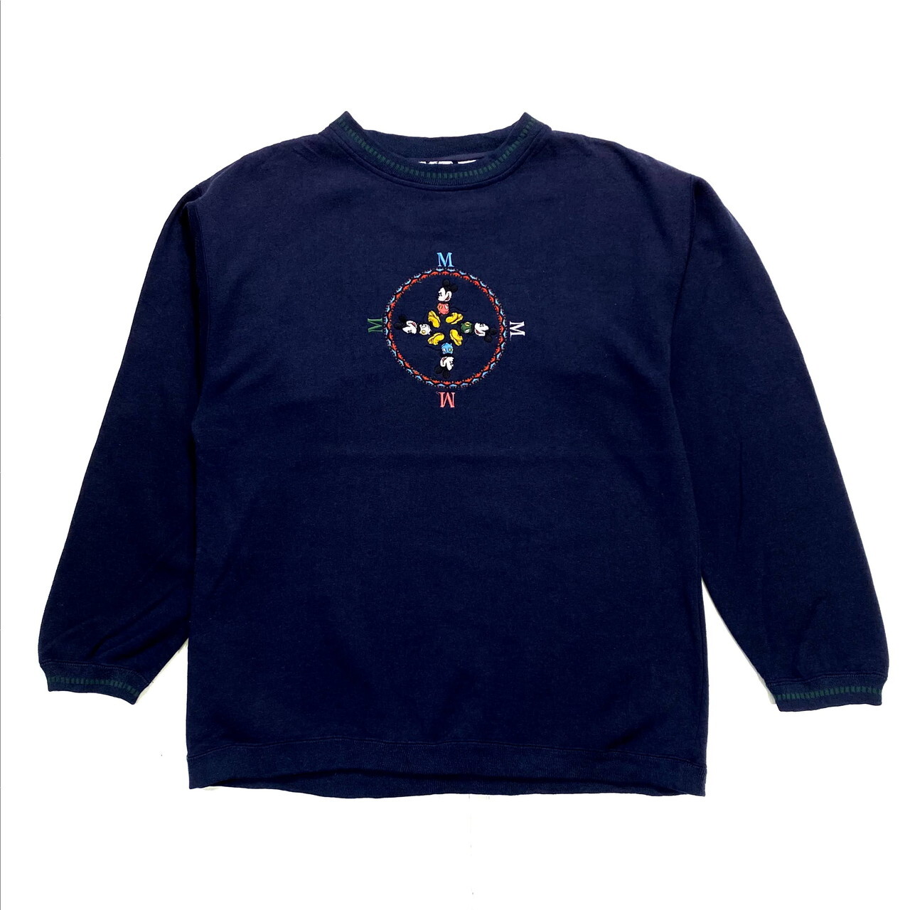 90年代 Usa製 Mickey Co Disney ディズニー ミッキーマウス キャラクタースウェット L メンズ レディース 古着 90s ビンテージ ヴィンテージ 刺繍 トレーナー 紺色 ネイビー スウェット All15 Cave 古着屋 公式 古着通販サイト