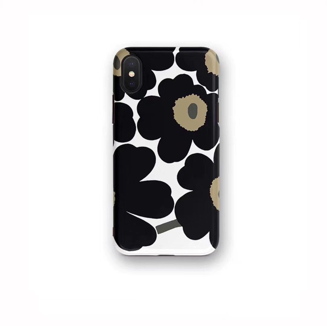 予約 Iphone Case Flower Black Iphone ケース アイフォン携帯ケース シンプル マリメッコ風 大人可愛い Angele