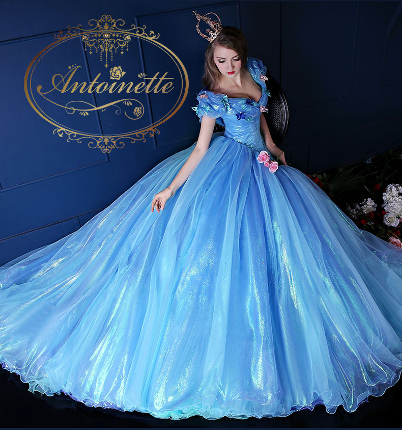 全面ビジュー オーロラ生地 シンデレラ実写 ドレス 高品質 綺麗 シンデレラ ウェディング 結婚式 Antoinette
