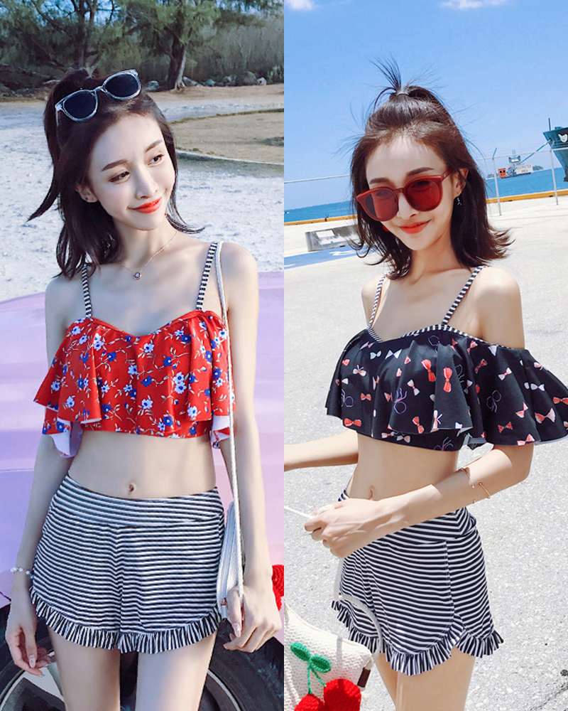レディース 水着 タンキニ ビキニ セパレートタイプ セパレート ボーダー ショートパンツ ショーパン リボン 花柄 オフショル セパレート水着 可愛い プチプラレディースファッション通販 Yboueki