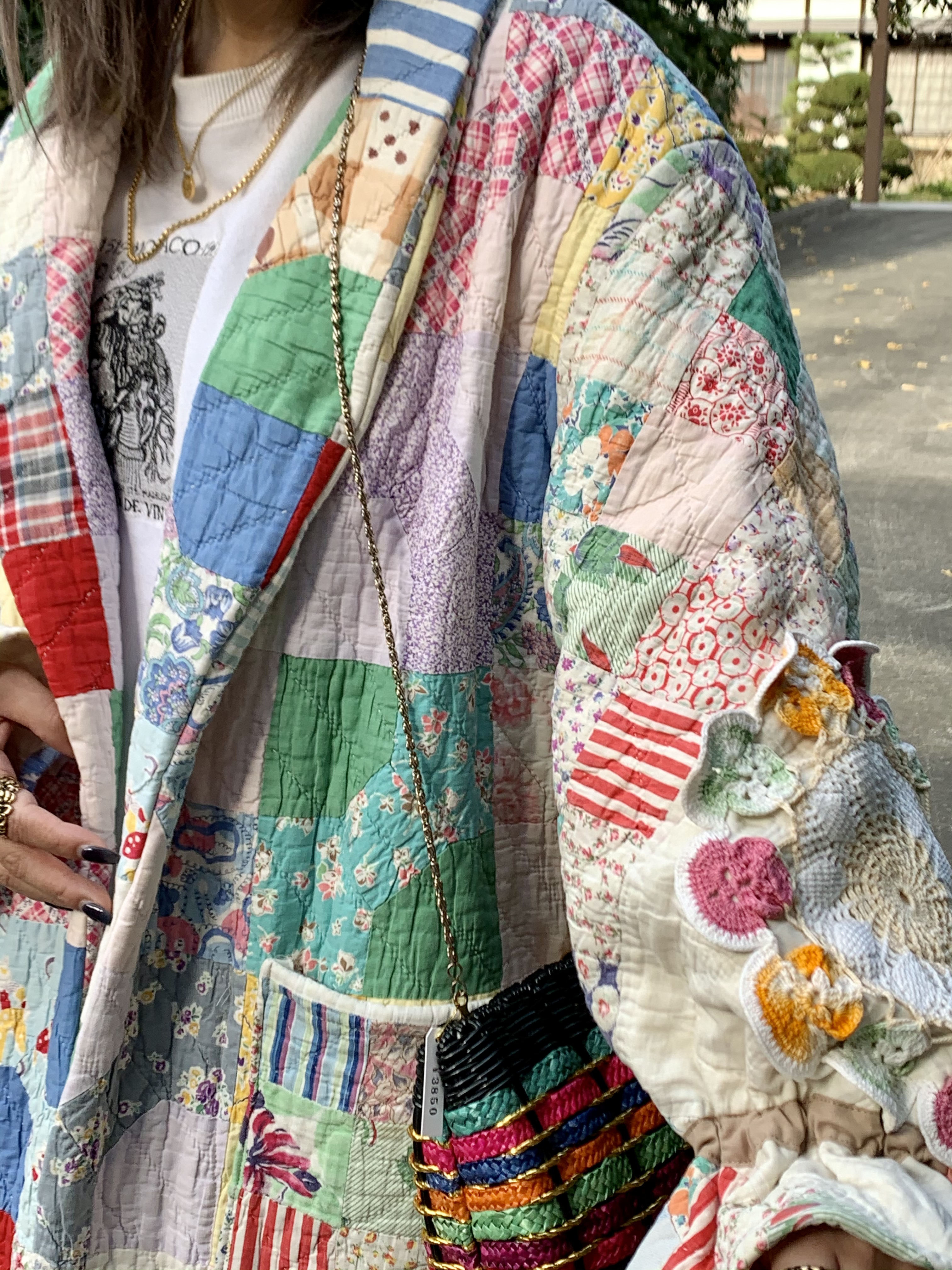 パッチワークキルトコート ロング丈 2枚のキルトを使いました オトシマエ