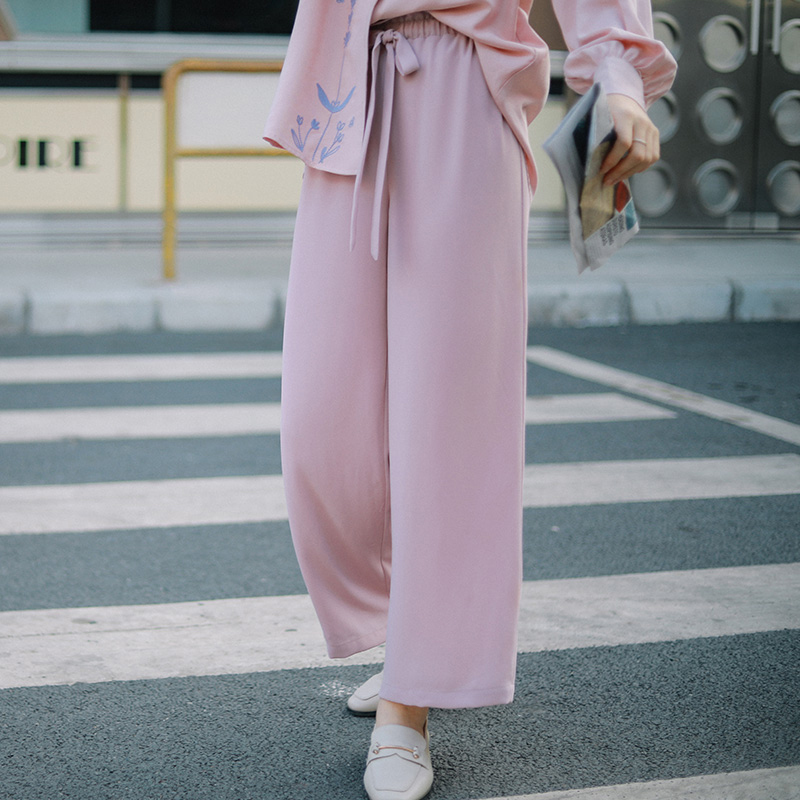 Weixiaoシリーズ ガウチョパンツ 2color ボトムス レディースファション 合わせやすい 無地 ブラック ピンク Elegant