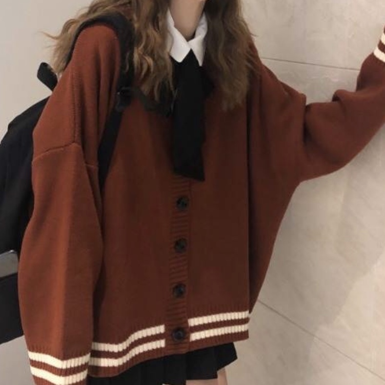 ニット カーディガン レディース 秋 冬 長袖 韓国 ファッション 可愛い 10代 30代 学生 制服 風 ボタン ｖ ネック Tp 0253 Hapi Hapi Girl ハピ ガル