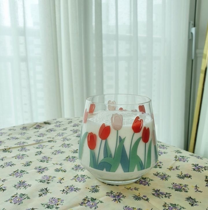 Tulip Glass Cup 400ml 韓国 チューリップ コップ Tokki Maeul トッキマウル 韓国雑貨通販サイト