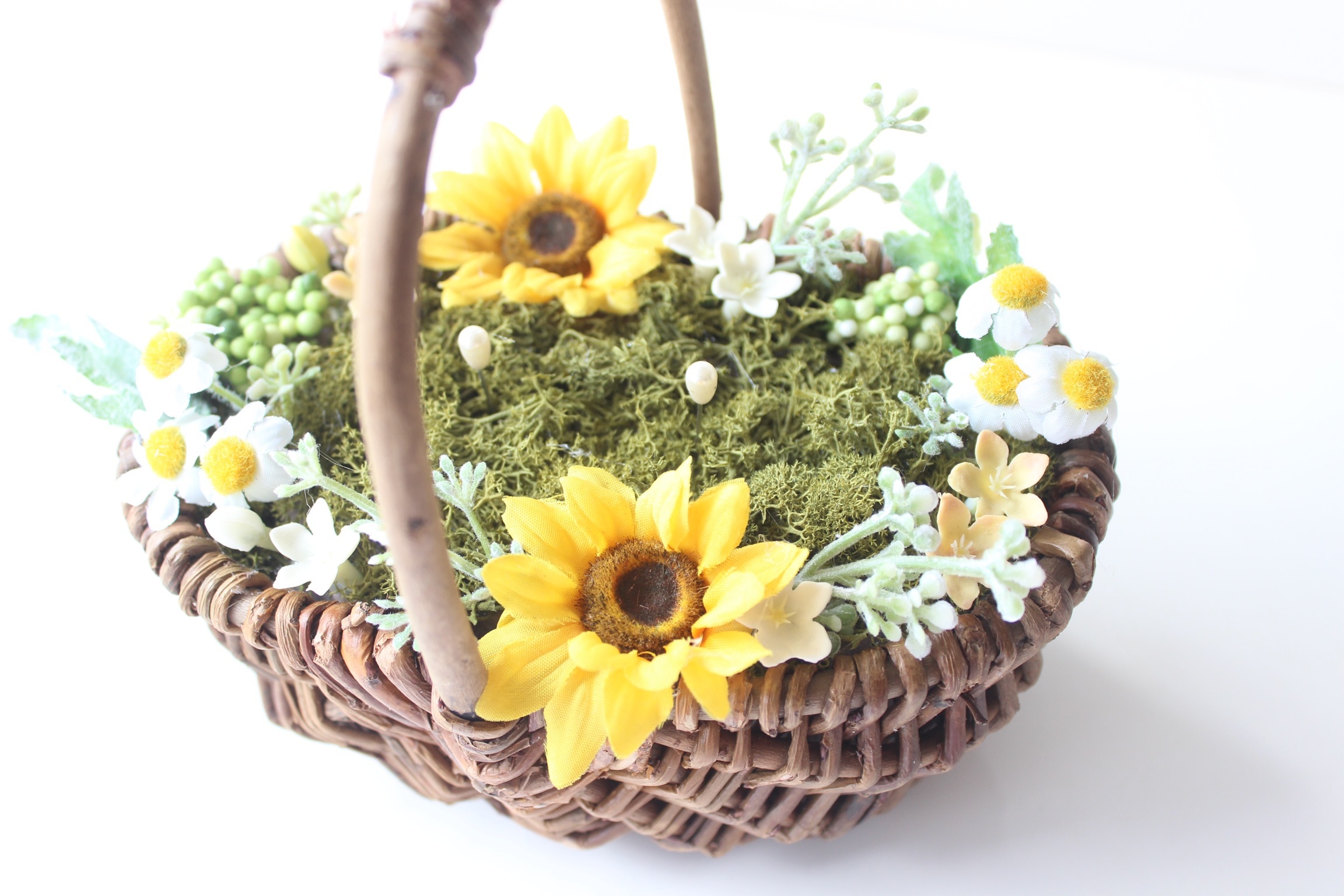 ひまわり カモミール バスケットリングピロー 花made