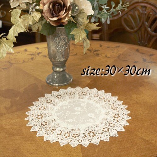 テーブルセンター レース ラウンド 丸型 30cm テーブルクロス 花瓶敷 おしゃれ 敷布 雑貨屋リエット