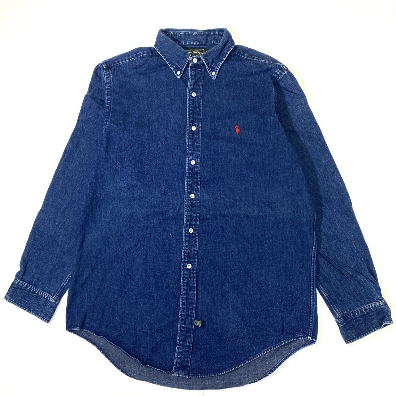 80 90年代 ラルフローレン Ralph Lauren Polo Country ポロカントリー 長袖 ボタンダウンデニムシャツ メンズl ヴィンテージ B Dシャツ 濃色 古着 長袖シャツ Vtg Cave 古着屋 公式 古着通販サイト