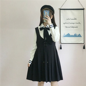 セットアップ お嬢様風 制服 プリーツ ジャンパースカート ワンピース ガーリー シャツ 4754 流行オルチャンファッション 人気のプチプラ韓国レディースファッション新作通販 Aliceholly