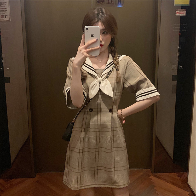 レトロチェックが可愛い リボン セーラー服 セーラーワンピース コスプレ ｒ321 Rumina Select Shop