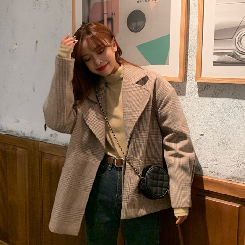 オルチャンファッション 韓国レディースファッション 6874 ジャケット 秋コーデ 大人女子コーデ シンプルコーデ チェック柄 チェックコート チェックジャケット 人気プチプラレディース韓国ファッション新作通販 Aliceholly アリスホーリー