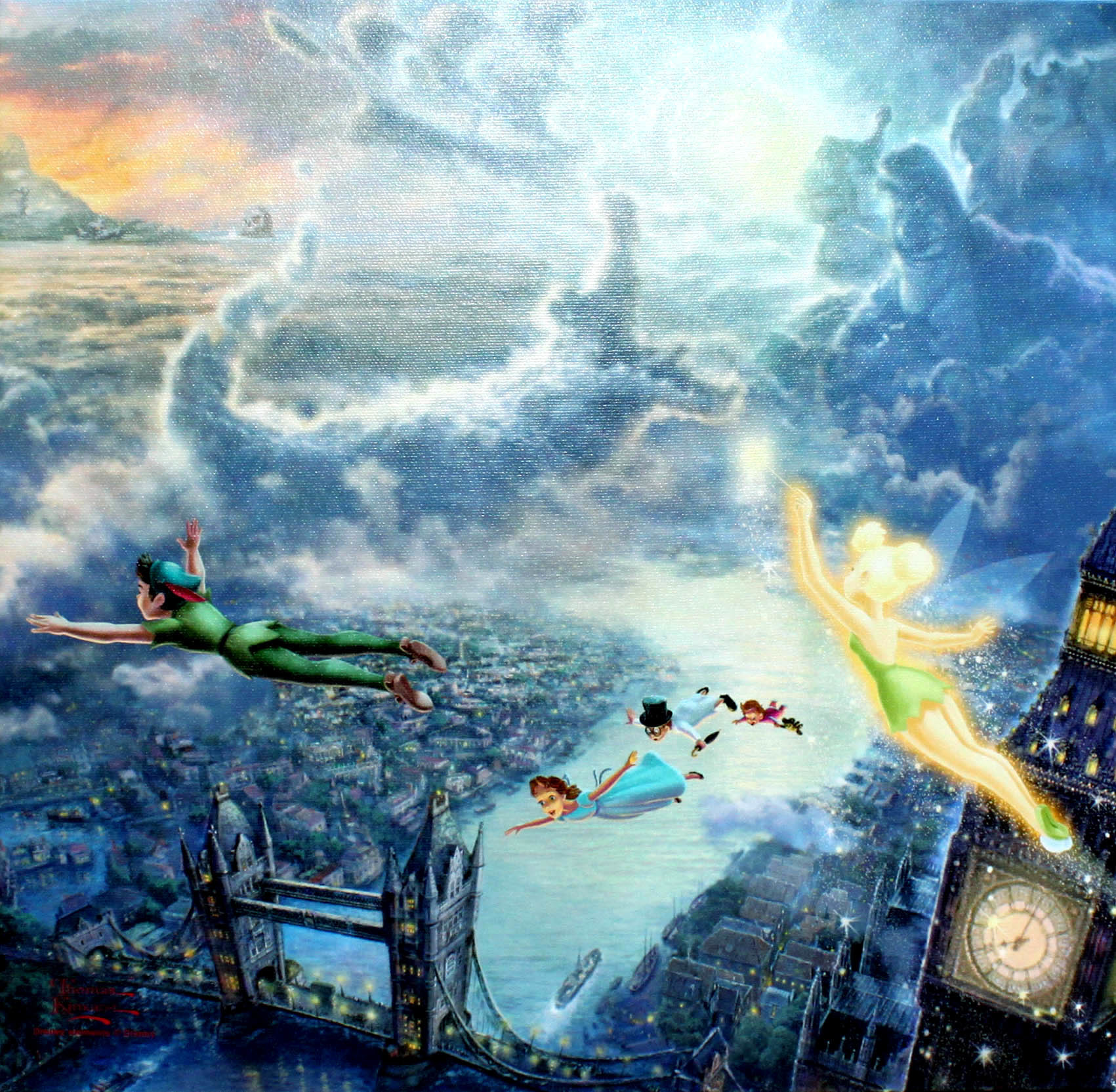 ディズニー ティンカーベル ピーターパン ネバーランドを飛ぶ 展示用フック付 キャンバスジークレ ディズニー絵画 ポスター