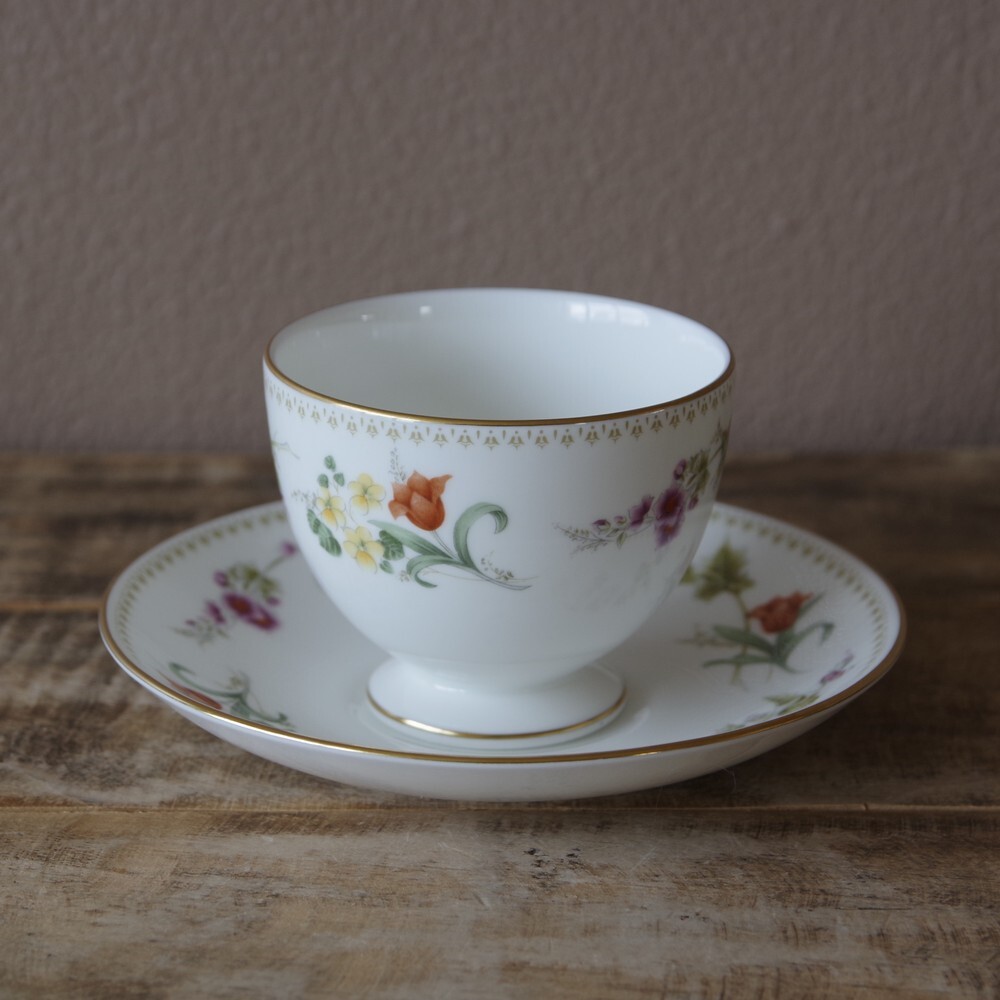 ウェッジウッド ミラベル コーヒーカップ ソーサー ボタニカル柄 ヴィンテージ 食器 0726 2 3 Wedgwood Mirabelle 花柄 金彩 アンティーク Flohmarkt フローマルクト