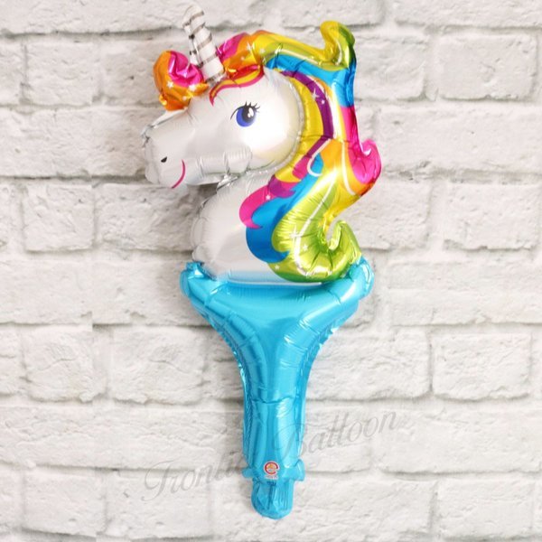 ユニコーン ブルー 手持ち グッズ スティック バルーン 風船 誕生日 お祝い 子供 ベビー 可愛い雑貨 原宿 小さいサイズ ぺたんこ配送 Db 224 幸せを運ぶ風船shopフロンティアバルーン
