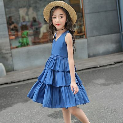 110 160cm 2カラー ビビット 鮮やか カラー ティアード ノースリーブ ワンピース リゾート 19s S 韓国 子供服 女の子 ガールズ キッズ P246 A Dear Child