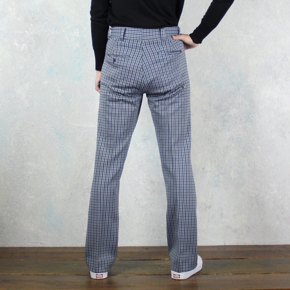 想像を超えての すぐ届く ハウンドトゥースチェック フレアパンツ 人気定番