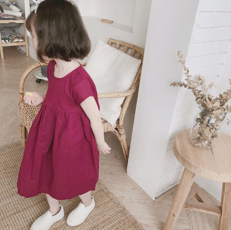 ナチュラル ボルドー ワンピース 子供服 Hidamari