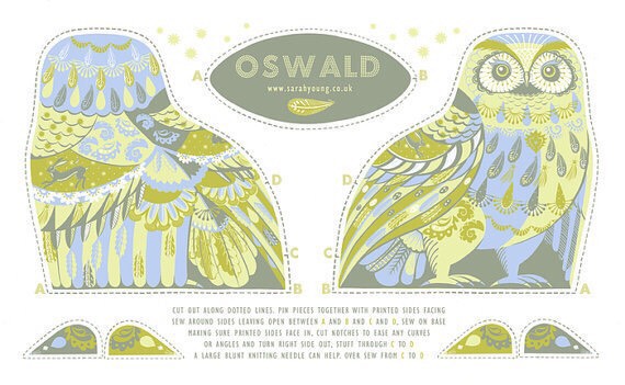 Oswald The Owl Tea Towel Cloth Kit ぬいぐるみキット 布ポスター フクロウ ふくろう チル 工場