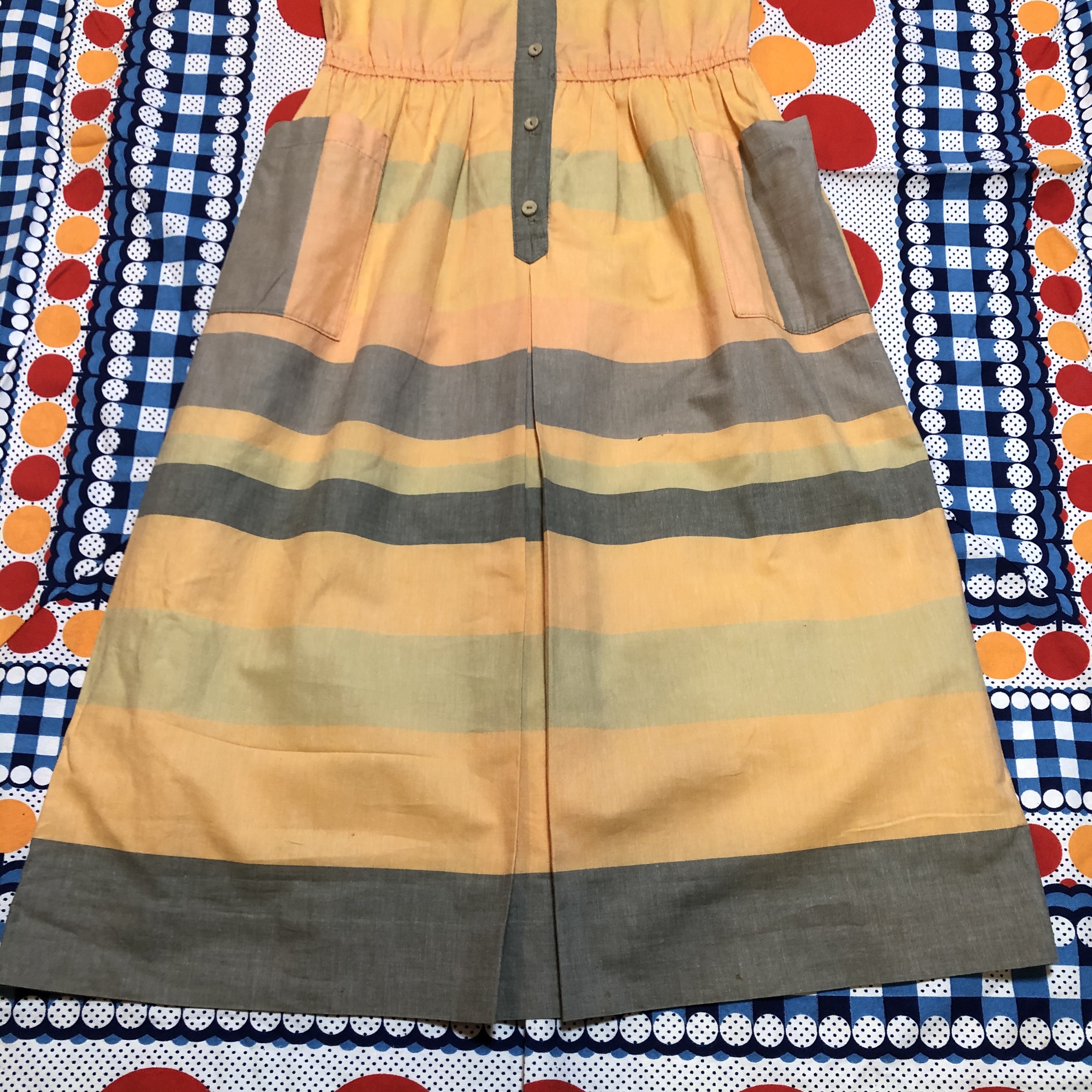 昭和レトロ ヴィンテージワンピース エポーレット 70s コットンワンピース 東京スタイル 古着屋プチコション