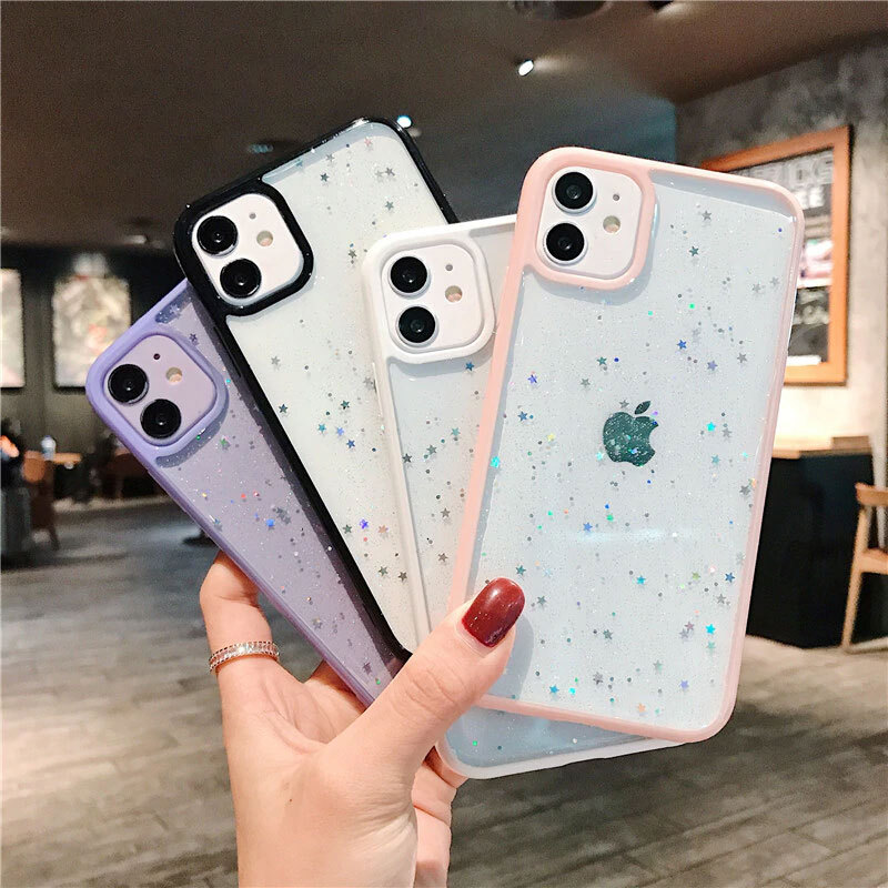 Iphone12対応 おしゃれ かわいい ラグジュアリー グリッター スパンコール 星 Iphone ソフトケース 5配色 おしゃれな Iphoneケース専門店 Khagain