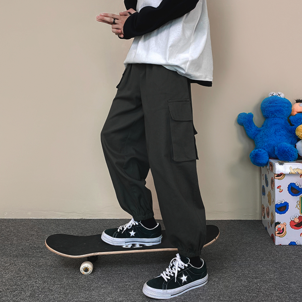 裾絞りカジュアルカーゴパンツ 韓国レディースファッション通販 Krex ケーレックス