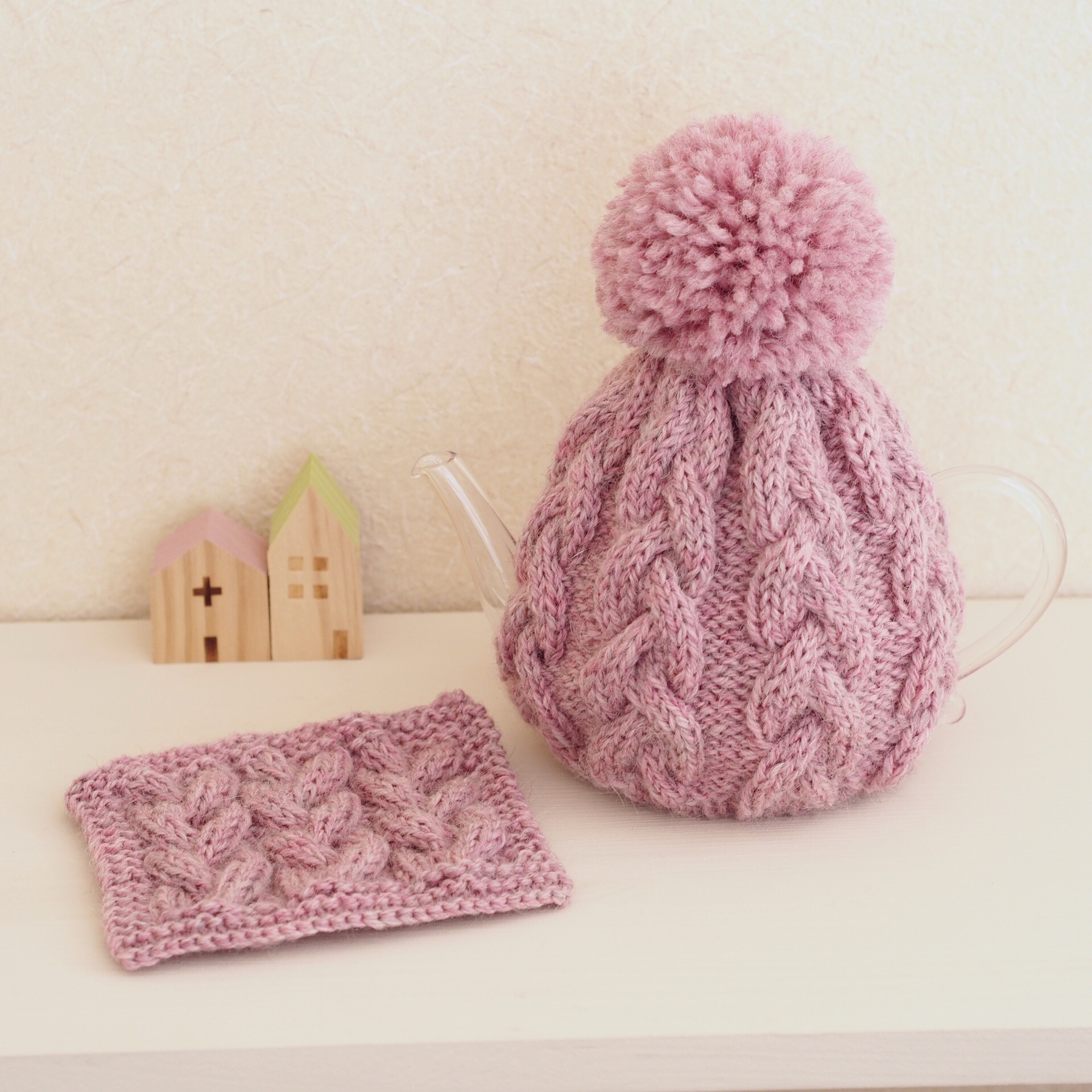 編み物キット ティーコゼー マット ミックスベリー Natural Knit Ecru