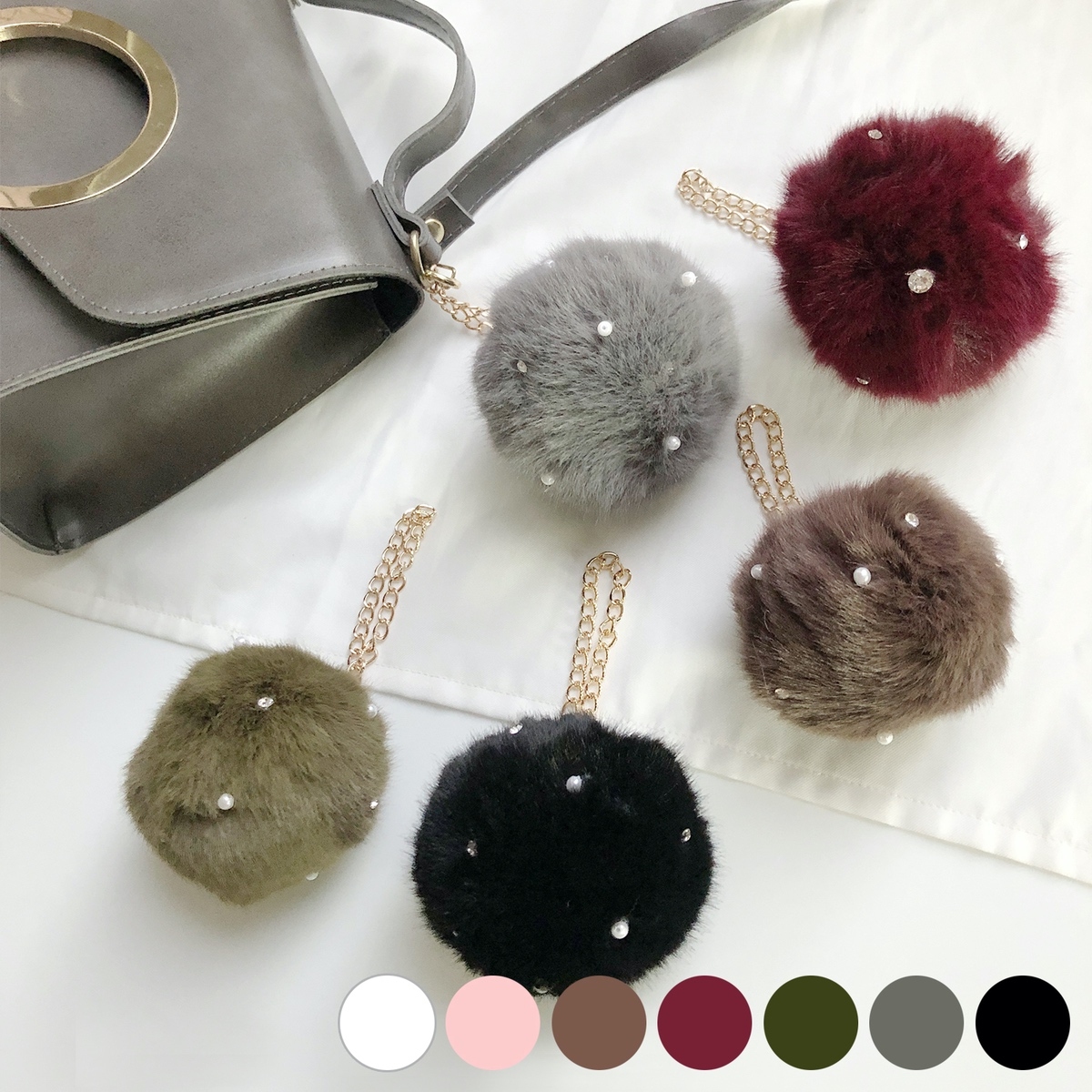 フェイクファービジューチャーム バッグ用 バッグチャーム ファー ポンポン モコモコ 大きめ かわいい おしゃれ セレクトショップオンリーユー フェイクファービジューチャーム バッグ用 バッグチャーム ファー ポンポン モコモコ 大きめ かわいい おしゃれ セレクトショップオンリーユー