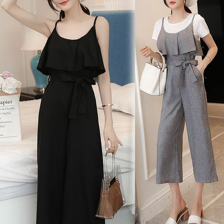 レディース フリルサロペット オールインワン ジャンプスーツ フェミニン 春コーデ 夏コーデ Frill Sling Wide Leg Pants Jumpsuit Dct Value Rave Notice バリューレイヴノーティス 韓国ファッションやハワイアンジュエリーなど海外通販