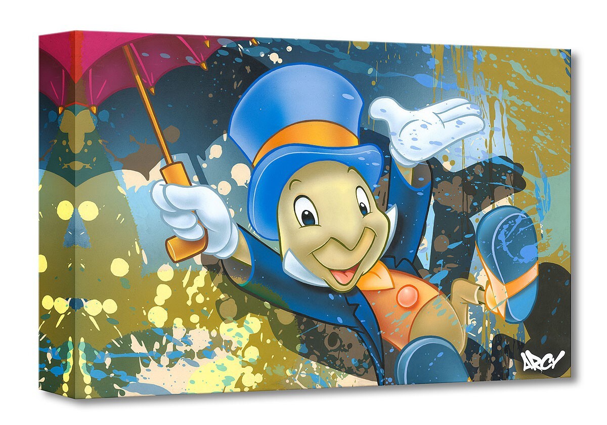 ディズニー絵画 ピノキオ ジミニー クリケット 作品証明書 展示用フック付 限定1500部キャンバスジークレ ディズニー絵画 ポスター