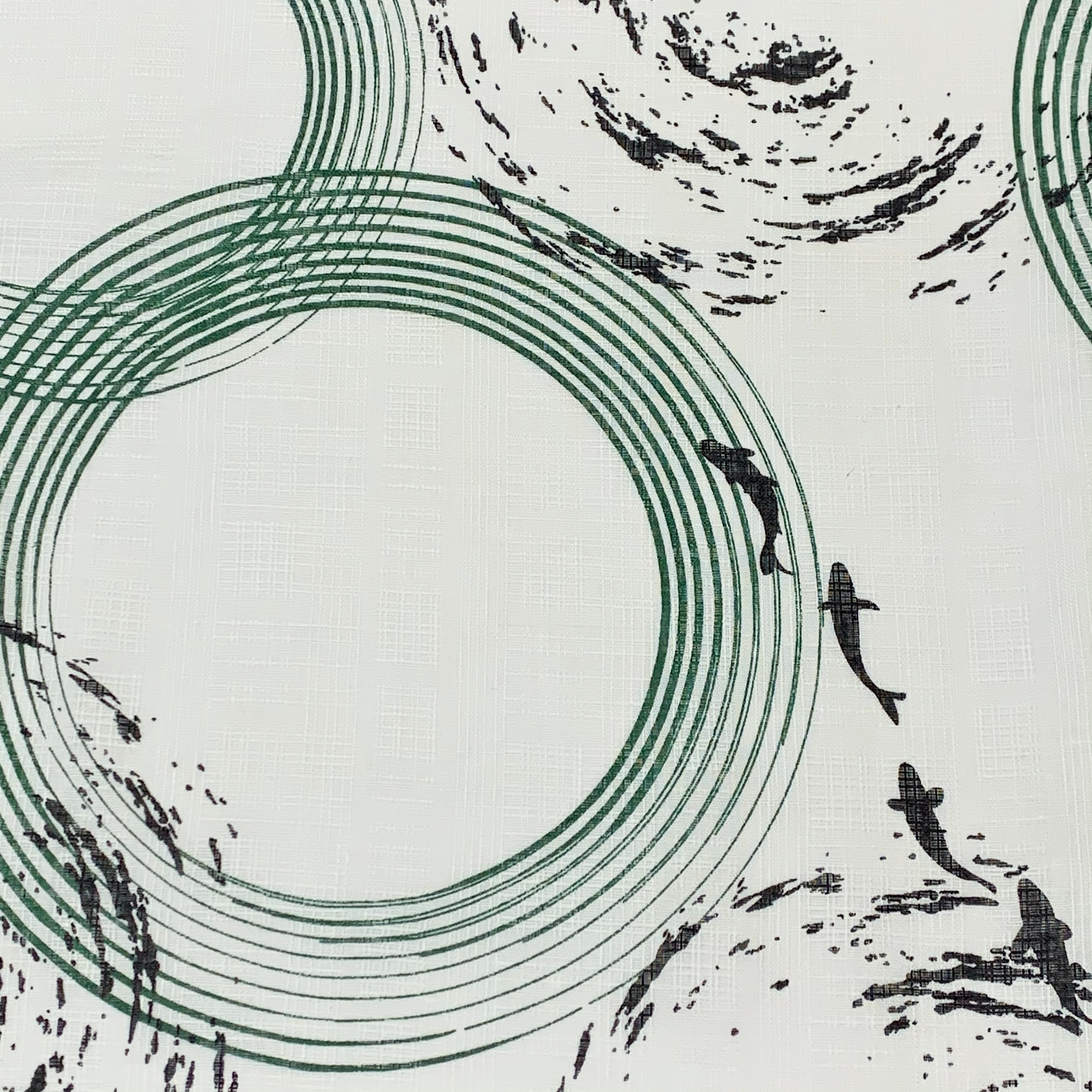 新品 送料無料 波紋に魚文様 綿麻浴衣 今昔きもの楸堂