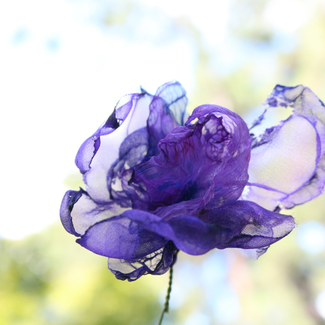 紫炎の花 カラフルオーガンジーのアートフラワー 造花 Kokoiro ー 明石麻里子オンラインショップ