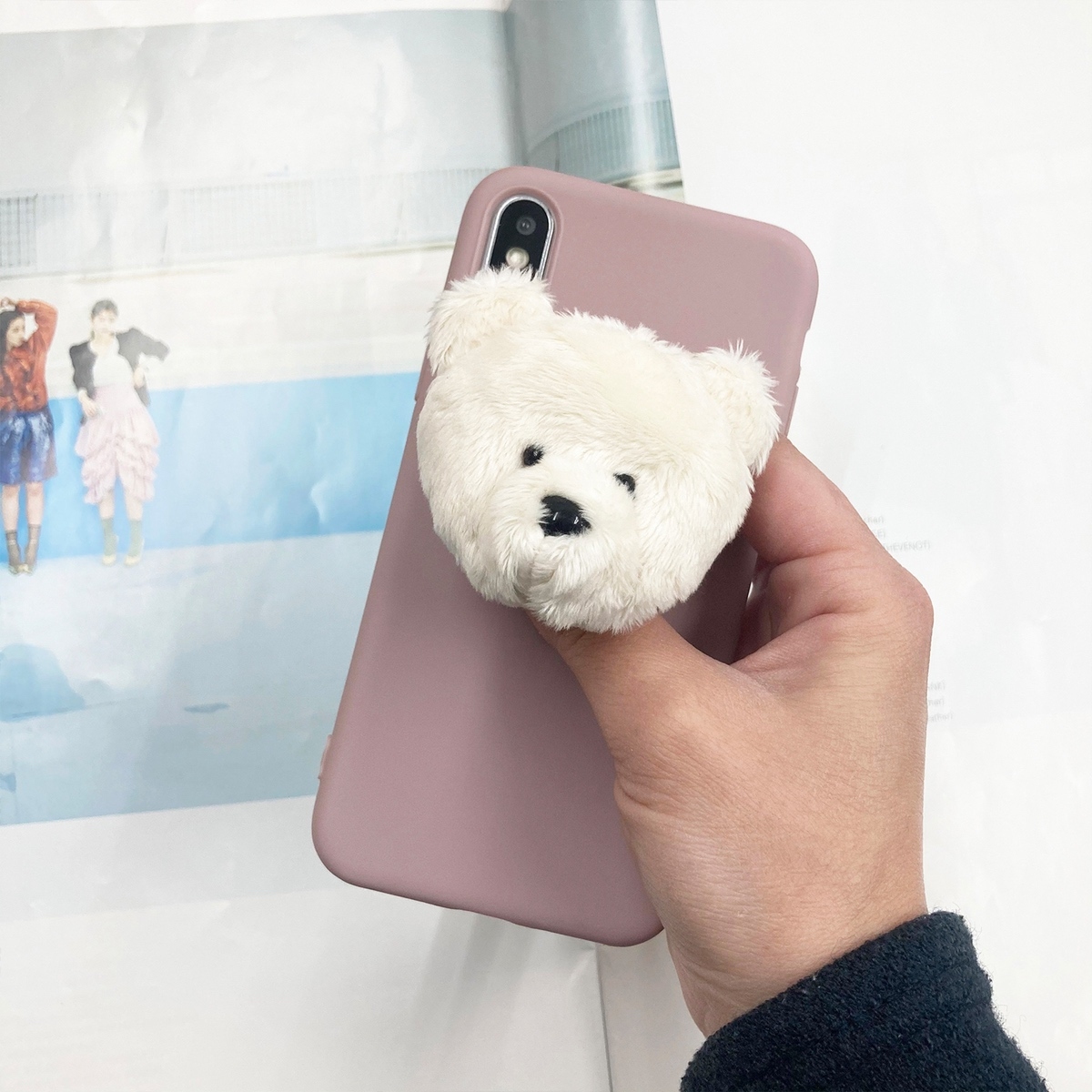 アクセサリー グリップ グリップトック Iphoneケース スマホアクセサリー モコモコクマモチーフグリップ くま ファー 大きめ レディース かわいい 大人 おしゃれ 韓国 セレクトショップオンリーユー