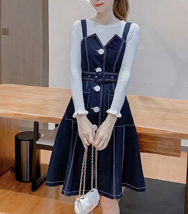 Navyデザインミドル丈ワンピ Selectshop Lumignon