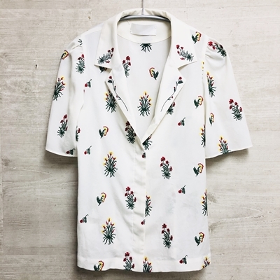 Mame Kurogouchi マメ クロゴウチ 18ss Pedicel Embroidery Open Necked Shirt フラワー刺繍開襟シャツ Mm18ss Sh045 1 ホワイト ブランド古着brooch