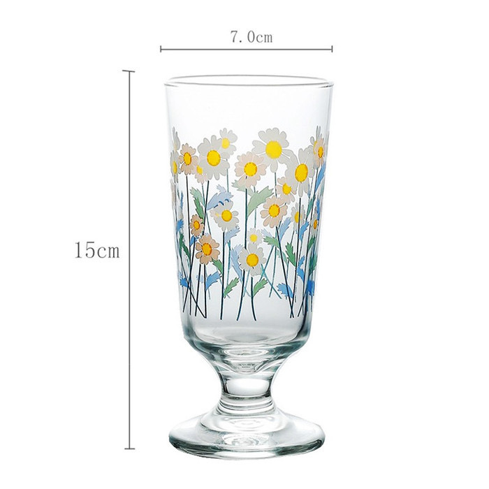 Flower Glass Cup 280ml 韓国 レトロ フラワー コップ Tokki Maeul トッキマウル 韓国雑貨通販サイト