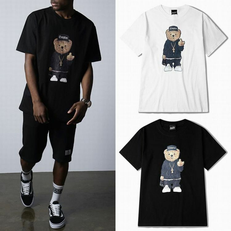 ユニセックス メンズ レディース 可愛いクマプリント ｆ ｋ Tシャツ 大きいサイズ 韓国ファッション オルチャン Hip Hop Ulzzang Street Photography T Shirt Dct Value Rave Notice バリューレイヴノーティス 韓国ファッションやハワイアン