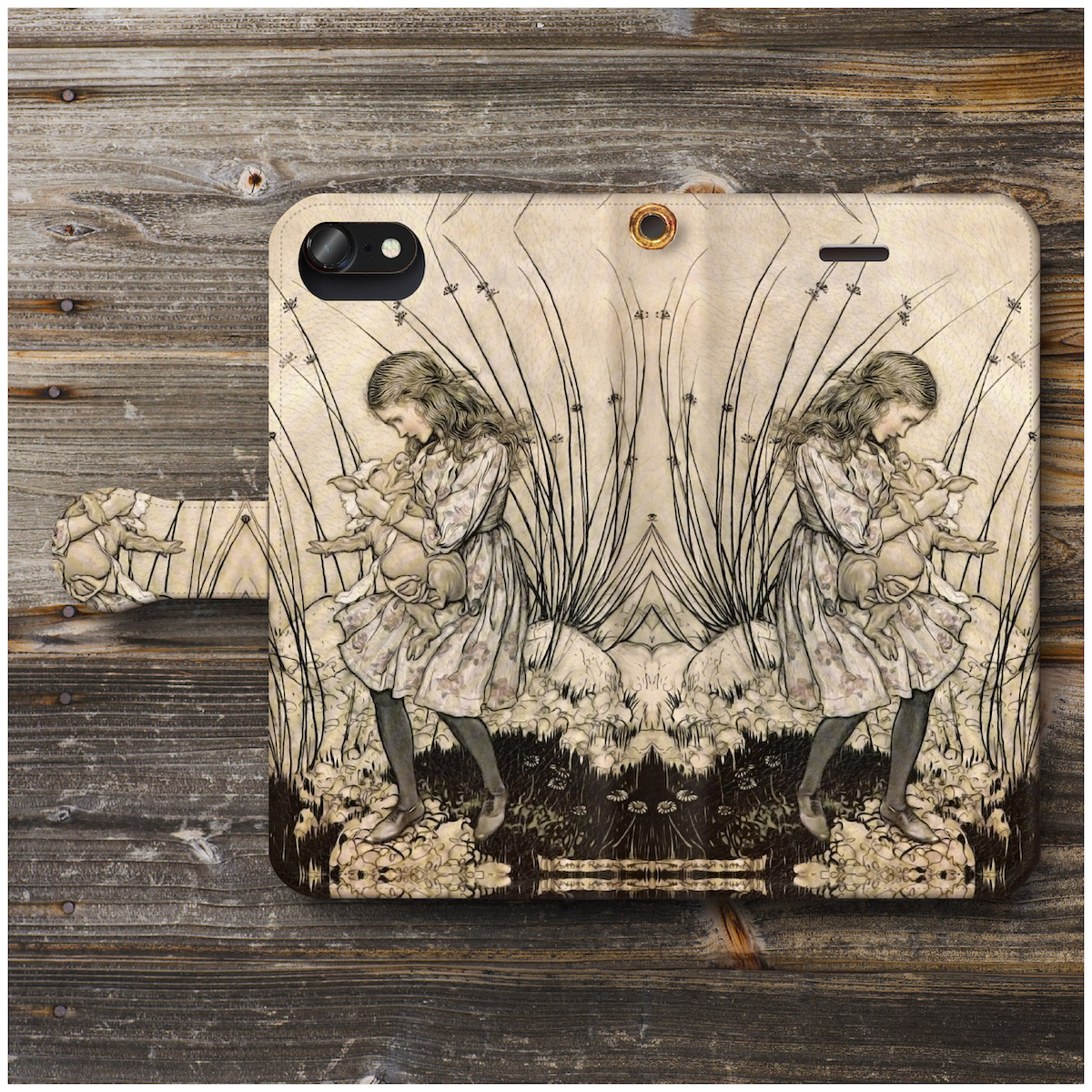 Iphone6s ケース Iphone6 アンドロイド スマホケース 手帳型 絵画 全機種対応 ケース 人気 あいふぉん アーサー ラッカム 不思議の国のアリス2 個性派スマホケース Naturemate