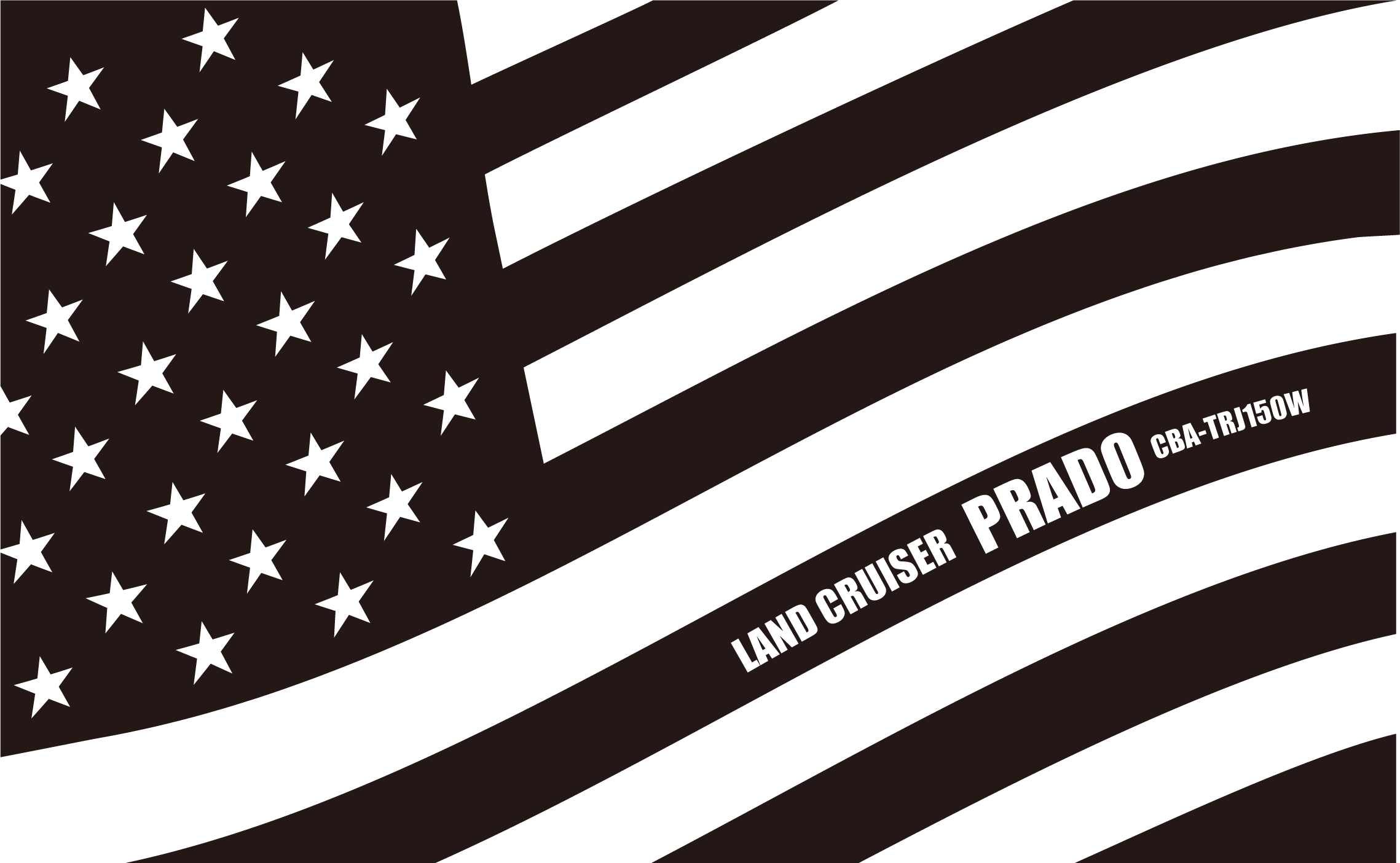 ゆらぎ星条旗文字アリ プラド Qガラス ステッカー Haltoco