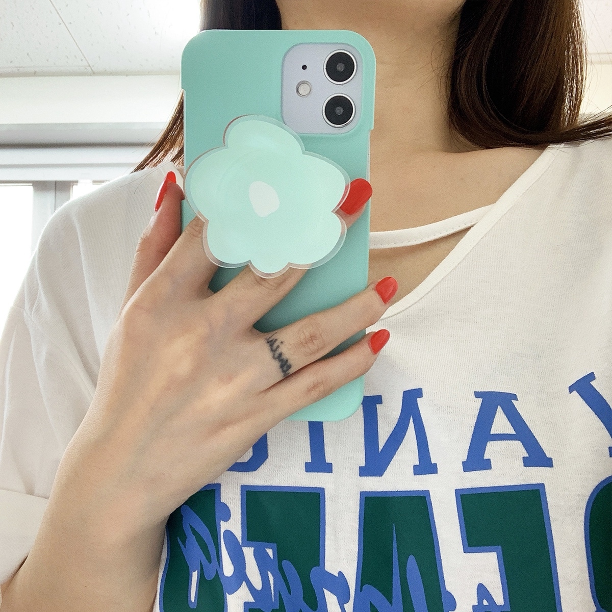 アクセサリー グリップ グリップトック Iphoneケース スマホアクセサリー イラストカラーフラワーデザイングリップ 花 フラワー レディース かわいい 大人 おしゃれ 韓国 セレクトショップオンリーユー