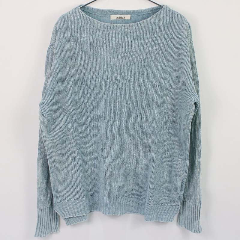 Nest Robe Confect ネストローブコンフェクト リネンボートネックニット 4 ブルー メンズ Kld Used Clothing