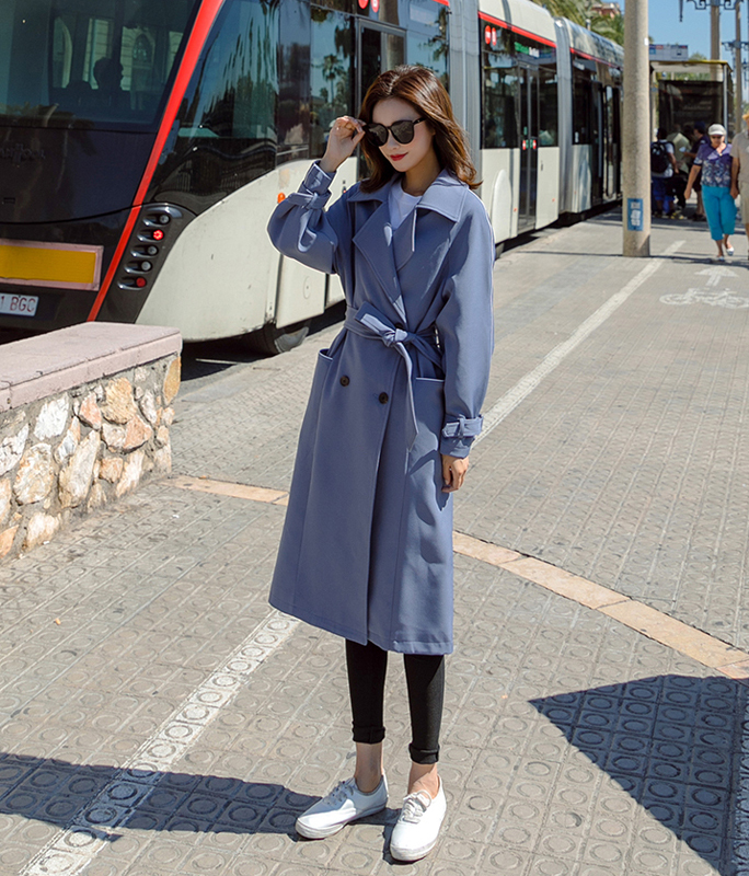 トレンチコート アウター レディースファション ロングコート 春服 カジュアル ゆったり 韓国風 着痩せ 高見せ ロング丈 長袖 シングルブレスト ベルト付き ブルー ブラック S M L エレガント 綺麗め Elegant トレンチコート アウター レディースファション ロングコート 春服 カジュアル ゆったり 韓国風 着痩せ 高見せ ロング丈 長袖 シングルブレスト ベルト付き ブルー ブラック S M L エレガント 綺麗め Elegant